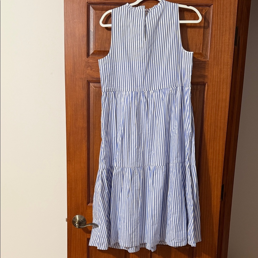 J. Crew Factory Blue and White Striped Midi Dress - Picture 2 of 4